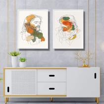 Kit 2 Quadros Abstratos Boho - Jesus 45x34cm