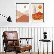 Kit 2 Quadros Abstratos Cacto Deserto 45X34Cm Kit 2 Quadros Abstratos Cacto Deserto 45X34Cm