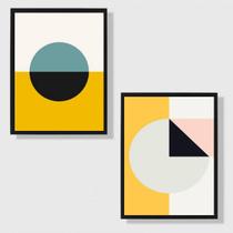 Kit 2 Quadros Abstratos Círculos 24x18cm - com vidro