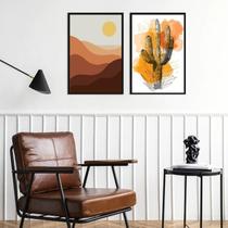 Kit 2 Quadros Abstratos Deserto E Cacto 33X24Cm Kit 2 Quadros Abstratos Deserto E Cacto 33X24Cm