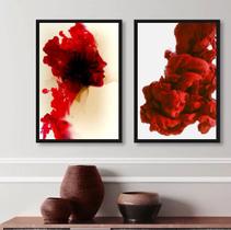 Kit 2 Quadros Abstratos Formas Mulher- Vermelho 45x34cm - com vidro