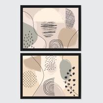 Kit 2 Quadros Abstratos Horizontais Suaves 45x34cm - com vidro