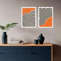 Kit 2 Quadros Abstratos Laranja e Preto - Bauhaus Curvas 33x24cm Kit 2 Quadros Abstratos Laranja e Preto - Bauhaus Curvas 33x24cm