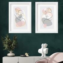 Kit 2 Quadros Abstratos Mulher e Borboleta - 60x48cm