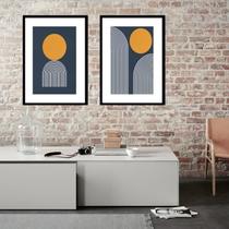 Kit 2 Quadros Abstratos ul E Ocre - 60X48Cm