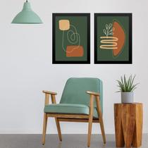 Kit 2 Quadros Abstratos Verde Musgo Terracota 24x18cm Kit 2 Quadros Abstratos Verde Musgo Terracota 24x18cm