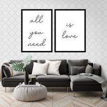 Kit 2 Quadros All You Need is Love 33x24cm - com vidro