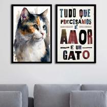 Kit 2 Quadros Amor e Um Gato 45x34cm