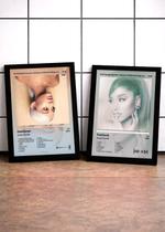 Kit 2 Quadros Ariana Gran+Pos C/ Vidro, Moldura Preta Tam:A4