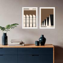 Kit 2 Quadros Arquitetura Bauhaus - Marrom 45x34cm