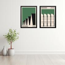 Kit 2 Quadros Arquitetura Bauhaus Verde 45x34cm - com vidro Kit 2 Quadros Arquitetura Bauhaus Verde 45x34cm - com vidro