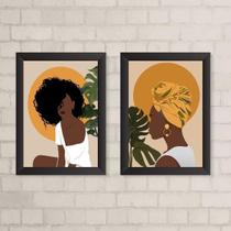 Kit 2 Quadros Arte Boho Mulheres Negras 33x24cm - Preta Kit 2 Quadros Arte Boho Mulheres Negras 33x24cm - Preta