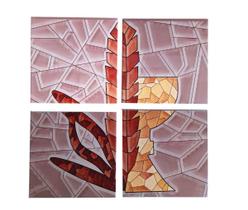 Kit 2 quadros Arte em Azulejos decorativos para igrejas e Capelas 40 x 40 cm