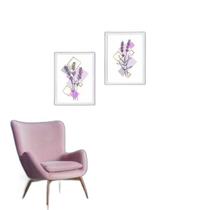 Kit 2 Quadros Arte Lavanda - Geométricos 45X34Cm