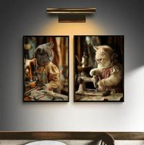 Kit 2 Quadros Atelier De Costura - Gatinhas 45X34Cm