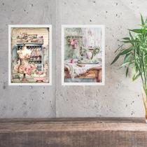 Kit 2 Quadros Atelier - Sala De Costura 33x24cm - com vidro