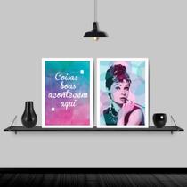 Kit 2 Quadros Audrey Coisas Boas 33x24cm - com vidro