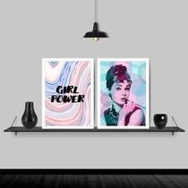 Kit 2 Quadros Audrey Girl Power 24x18cm