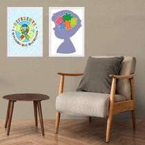 Kit 2 Quadros Autismo - Mundo Diferente 24X18Cm - Com Vidro