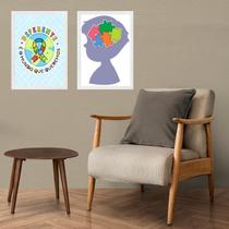 Kit 2 Quadros Autismo - Mundo Diferente 33x24cm - com vidro Kit 2 Quadros Autismo - Mundo Diferente 33x24cm - com vidro