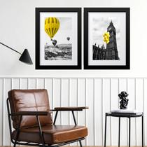 kit 2 Quadros Balões Amarelos - 60x48cm