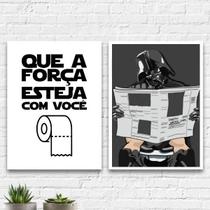 Kit 2 Quadros Banheiro Darth 45X34Cm - Com Vidro