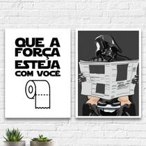 Kit 2 Quadros Banheiro Darth 45x34cm - com vidro