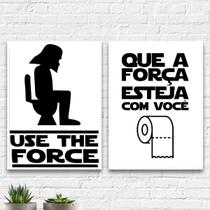 Kit 2 Quadros Banheiro Use The Force 33x24cm Kit 2 Quadros Banheiro Use The Force 33x24cm