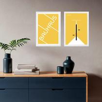 Kit 2 Quadros Bauhaus - Bicicleta Amarela 33x24cm - com vidro Kit 2 Quadros Bauhaus - Bicicleta Amarela 33x24cm - com vidro