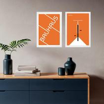 Kit 2 Quadros Bauhaus Bicicleta - Laranja 24x18cm - com vidro