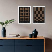 Kit 2 Quadros Bauhaus Geométricos - Marrom e Preto 24x18cm Kit 2 Quadros Bauhaus Geométricos - Marrom e Preto 24x18cm