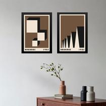 Kit 2 Quadros Bauhaus Geométricos - Marrons 45x34cm - com vidro Kit 2 Quadros Bauhaus Geométricos - Marrons 45x34cm - com vidro