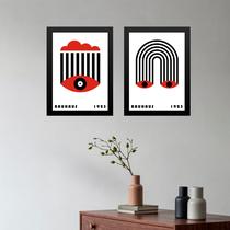 Kit 2 Quadros Bauhaus Olhos - Nuvem Arco-íris 24x18cm