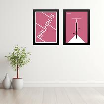 Kit 2 Quadros Bauhaus Rosa - Bicicleta 24x18cm Kit 2 Quadros Bauhaus Rosa - Bicicleta 24x18cm