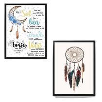 Kit 2 Quadros Benção Apache 33X24Cm Com Vidro Madeira Preta