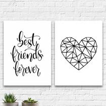 Kit 2 Quadros Best Friends Forever 33x24cm