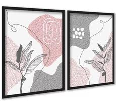 Kit 2 Quadros Bohos Cinza E Rosa Efeito Textura 33X24Cm Kit 2 Quadros Bohos Cinza E Rosa Efeito Textura 33X24Cm