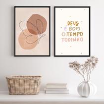 Kit 2 Quadros Borboleta Deus É Bom O TempoTodo 33x24cm