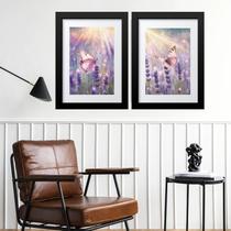 kit 2 Quadros Borboletas Lavanda - 60x48cm kit 2 Quadros Borboletas Lavanda - 60x48cm