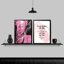 Kit 2 Quadros Buda Rosa Dias Que Orei 33x24cm Kit 2 Quadros Buda Rosa Dias Que Orei 33x24cm