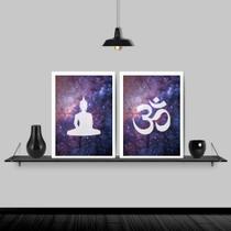 Kit 2 Quadros Buda Zen Galaxia 45x34cm - com vidro Kit 2 Quadros Buda Zen Galaxia 45x34cm - com vidro