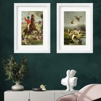 Kit 2 Quadros Caçada Inglesa - 60x48cm Kit 2 Quadros Caçada Inglesa - 60x48cm