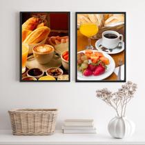 Kit 2 Quadros Café da Manhã 24x18cm Moldura Preta Kit 2 Quadros Café da Manhã 24x18cm Moldura Preta