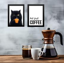 Kit 2 Quadros Café - Gato Emburrado 24x18cm Kit 2 Quadros Café - Gato Emburrado 24x18cm