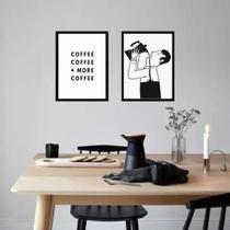 Kit 2 Quadros Café - More Coffee 33X24Cm - Com Vidro