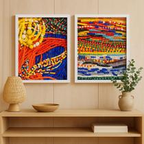 Kit 2 Quadros Candomble umbanda - Guias e contas 24x18cm - com vidro