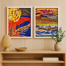 Kit 2 Quadros Candomblé Umbanda-Guias E Contas 24X18Cm-Vidro