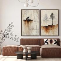 Kit 2 Quadros Canvas Natureza - Tons Marrom-