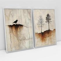 Kit 2 Quadros Canvas Natureza - Tons Marrom-