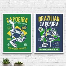 Kit 2 Quadros Capoeira Brasil 24X18Cm Branca - Quadros On-Line